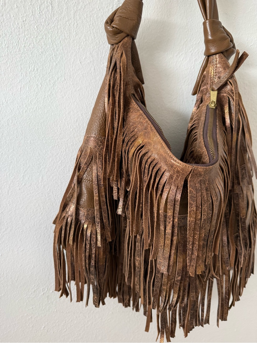 POSSE Fringe Hobo Shoulder Bag - Brown - Picture 6 of 10